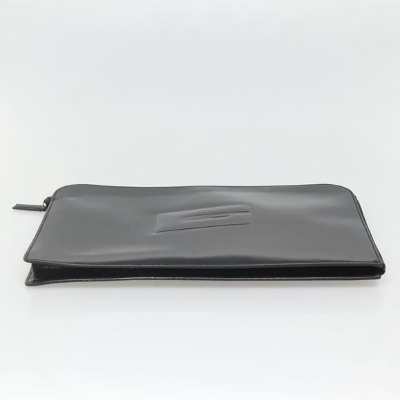 GUCCI Document case Patent leather Black Auth am8564
